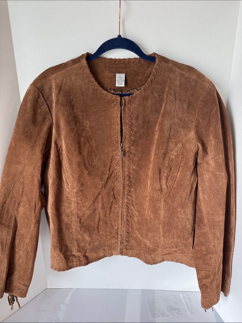 Chico’s Size 3 Women’s Suede Brown Zip-Front Jacket